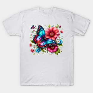 A butterfly decorated with beautiful colorful flowers. T-Shirt